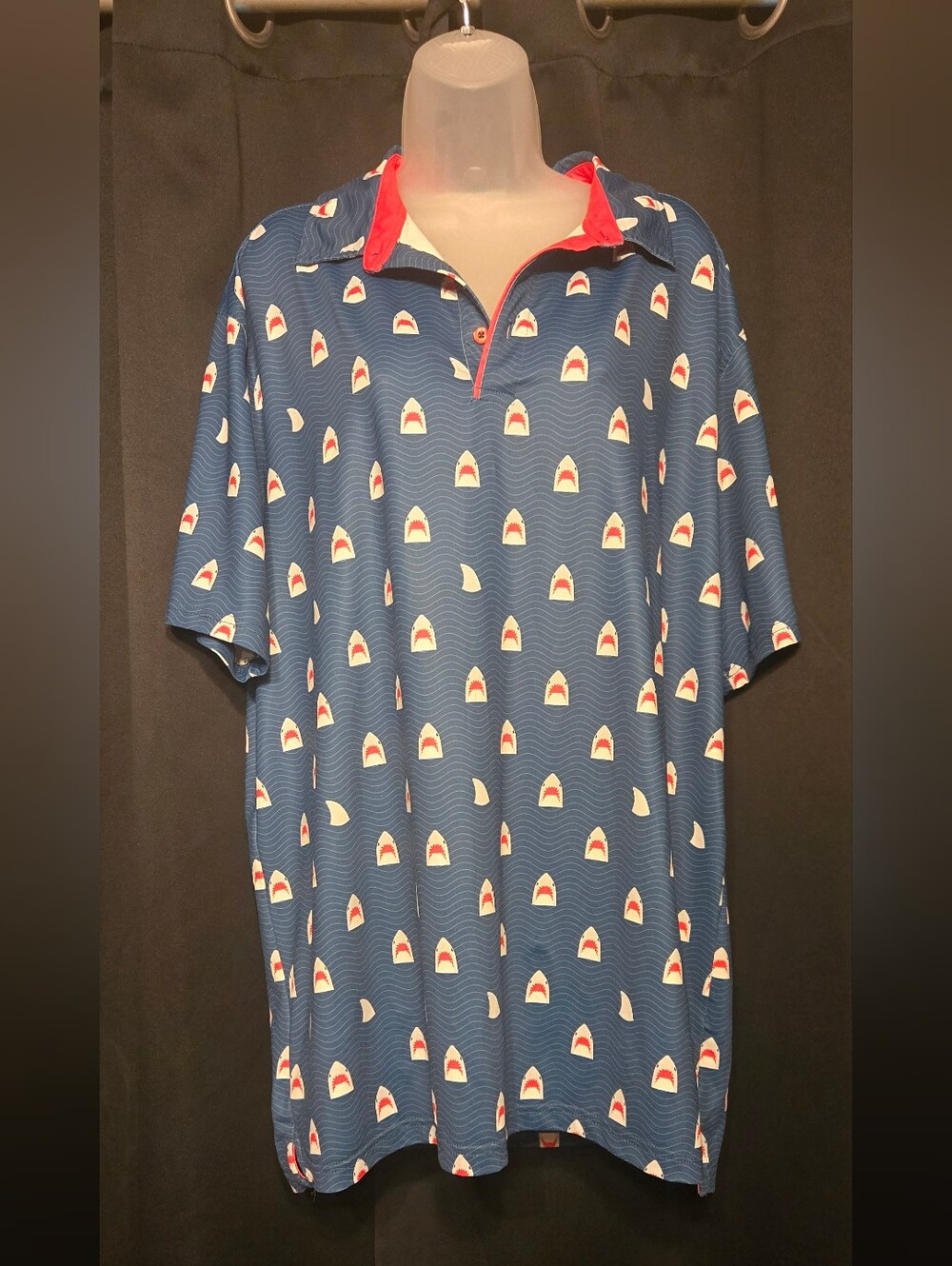 RSVLTS "Chomp" Shark Print All-Day Polo XLarge Breakfast Balls